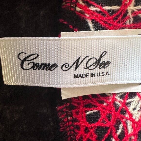 Vtg Red Black Gray Textured Artsy One-Button Blazer Jacket Size L Made in USA - Picture 7 of 10